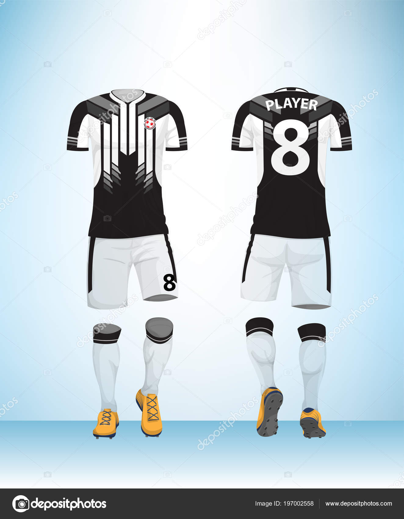 Soccer Shirt Mock Front Black White Stock Vector by ©lumyaisweet 197002558