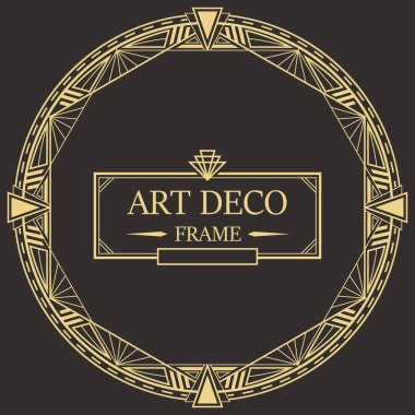 Art deco sınır ve çerçeve. Tasarımınız için 1920 'lerin tarzında yaratıcı şablon. Vektör çizimi. EPS 10