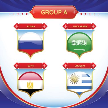 Futbol veya futbol bayrak bir top bir grup A. vektör çizim.