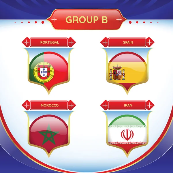 Fotboll Eller Fotboll Flagga Boll Grupp Vektor Illustration — Stock vektor