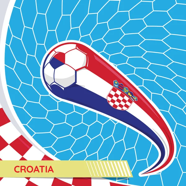 Croacia Ondeando Bandera Pelota Fútbol Red Goles Torneo Fútbol Vector — Vector de stock