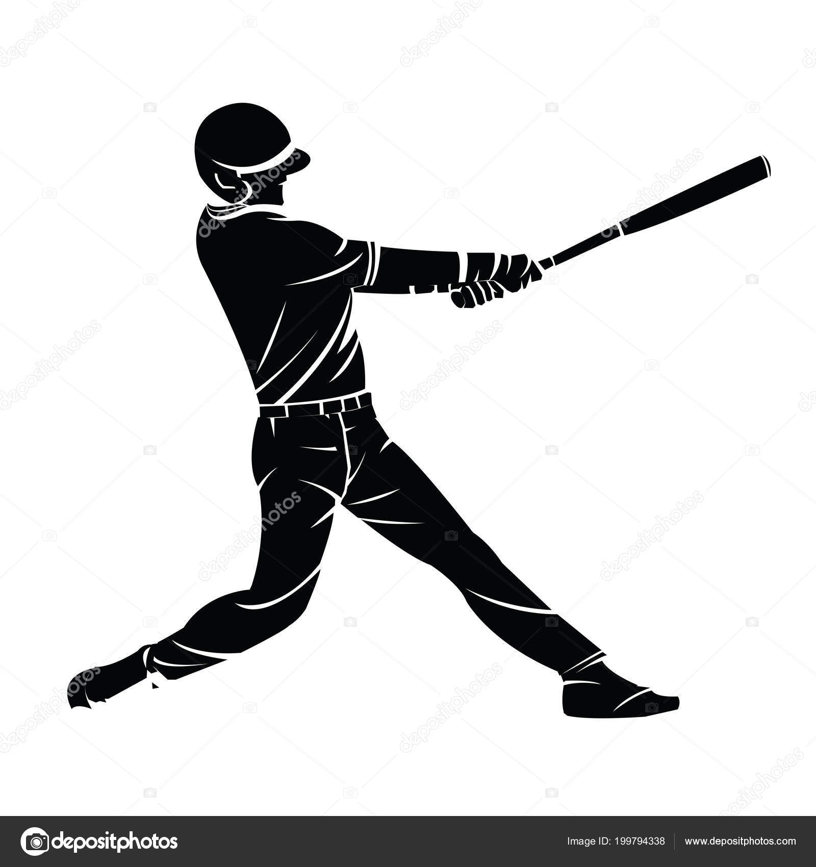 ボールを打つ野球選手シルエットのベクター イラストです 夏のスポーツ