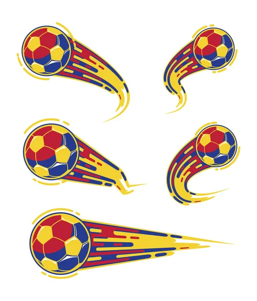 Jeu Symboles Football Ballon Foot Mouvement Rapide Logo Pour Design — Image vectorielle