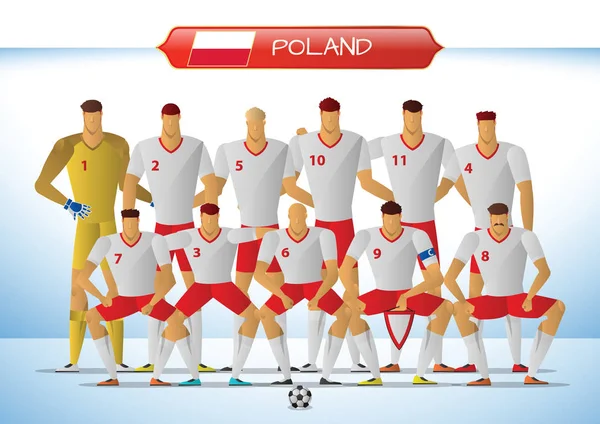 Polská Fotbalová Reprezentace Pro Mezinárodní Turnaje Vektorové Ilustrace — Stockový vektor