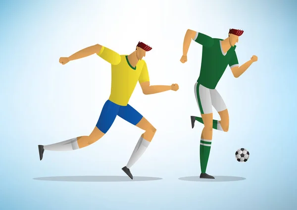 Jugadores Fútbol Acción Vector Fútbol Ilustración — Archivo Imágenes Vectoriales