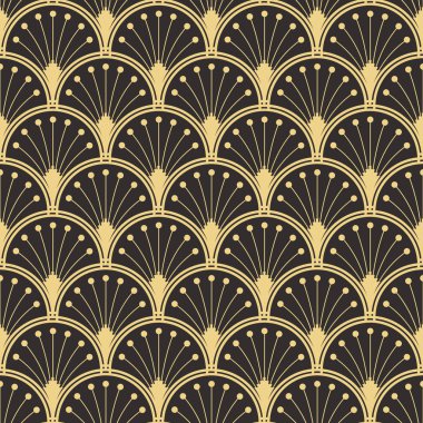 Vektör modern geometrik fayans deseni. Altın çizgili şekil. Soyut sanat deco kusursuz lüks arka plan.