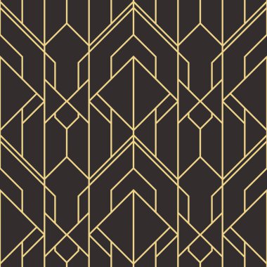 Vektör modern geometrik fayans deseni. Altın çizgili şekil. Soyut sanat deco kusursuz lüks arka plan.