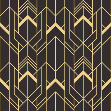 Vektör modern geometrik fayans deseni. Altın çizgili şekil. Soyut sanat deco kusursuz lüks arka plan.