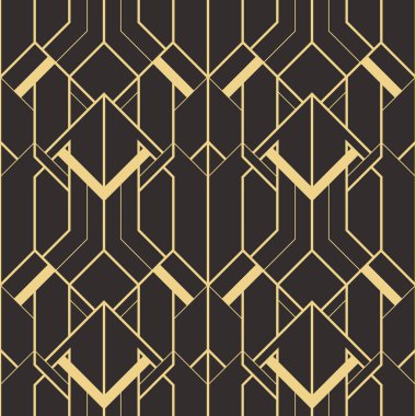 Vektör modern geometrik fayans deseni. Altın çizgili şekil. Soyut sanat deco kusursuz lüks arka plan.