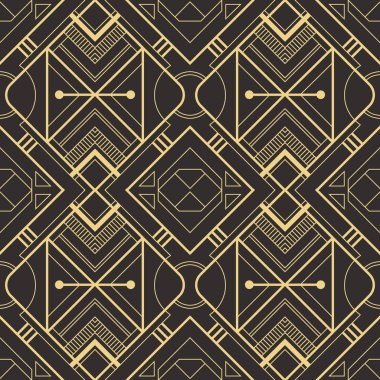 Vektör modern geometrik fayans deseni. Altın çizgili şekil. Soyut sanat deco kusursuz lüks arka plan.