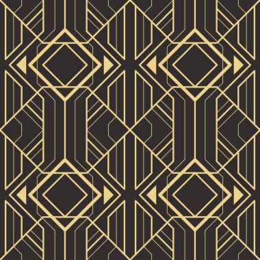 Vektör modern geometrik fayans deseni. Altın çizgili şekil. Soyut sanat deco kusursuz lüks arka plan.