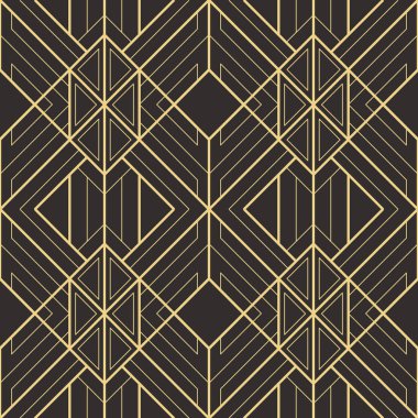 Vektör modern geometrik fayans deseni. Altın çizgili şekil. Soyut sanat deco kusursuz lüks arka plan.