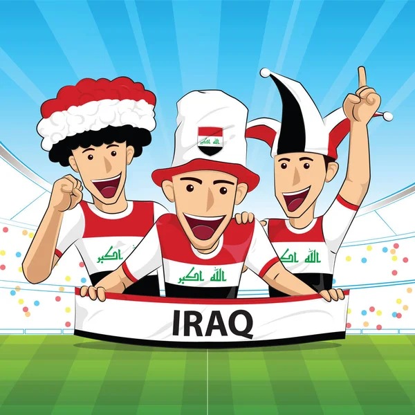 Irak Flagga Heja Fotbollen Stöd Vektorillustration — Stock vektor