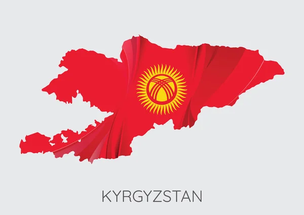 Gri Arka Plan Üzerinde Izole Doku Olarak Bayrakla Kırgızistan Haritası — Stok Vektör