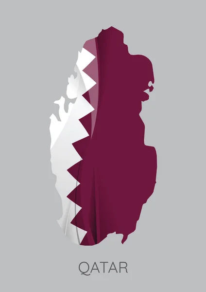Mapa Qatar Con Bandera Como Textura Aislada Sobre Fondo Gris — Vector de stock
