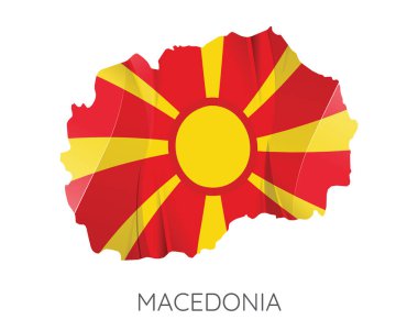 Harita, Makedonya ile bayrak olarak doku izole beyaz arka plan. Vektör çizim