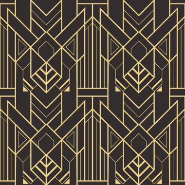 Vektör modern geometrik fayans deseni. Altın çizgili şekil. Soyut sanat deco kusursuz lüks arka plan.