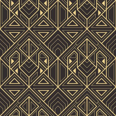 Vektör modern geometrik fayans deseni. Altın çizgili şekil. Soyut sanat deco kusursuz lüks arka plan.