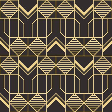 Vektör modern geometrik fayans deseni. Altın çizgili şekil. Soyut sanat deco kusursuz lüks arka plan.