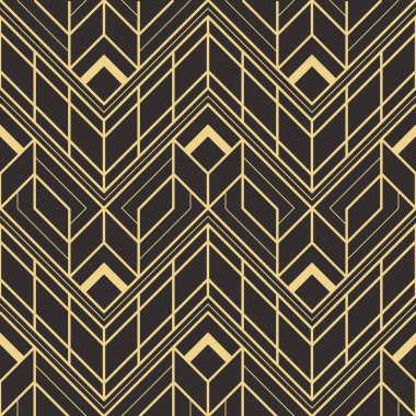 Vektör modern geometrik fayans deseni. Altın çizgili şekil. Soyut sanat deco kusursuz lüks arka plan.