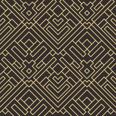 Vektör modern geometrik fayans deseni. Altın çizgili şekil. Soyut sanat deco kusursuz lüks arka plan.