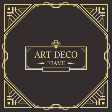 Art deco sınır ve çerçeve. Tasarımınız için 1920 'lerin tarzında yaratıcı şablon. Vektör çizimi. EPS 10