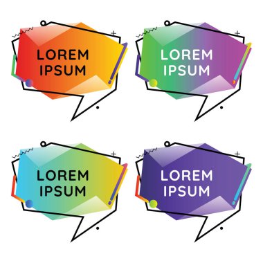 Şekil tasarlamak. Renkli konuşma bubles ayarlayın. Geometrik renk vektör şekiller kümesi. afiş.
