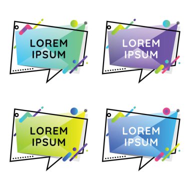 Şekil tasarlamak. Renkli konuşma bubles ayarlayın. Geometrik renk vektör şekiller kümesi. afiş.