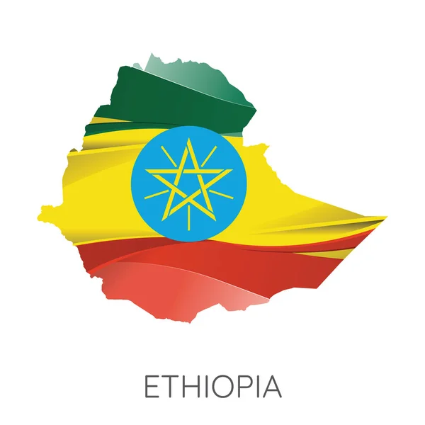 Gri Arka Plan Üzerinde Izole Doku Olarak Bayrakla Etiyopya Haritası — Stok Vektör