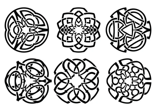Celtic Ornament Intertwined Vector Illustration Decorative Celtic Knots Curls Set — Stock Vector
