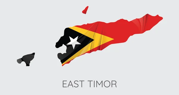 Peta Timor Leste Dengan Bendera Sebagai Tekstur Terisolasi Latar Belakang - Stok Vektor