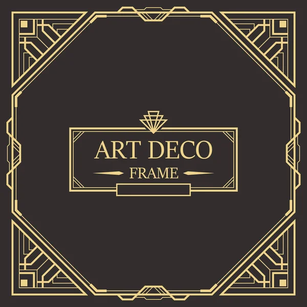 Art Deco Határ Keret Kreatív Sablon Stílusban 1920 Évek Design — Stock Vector