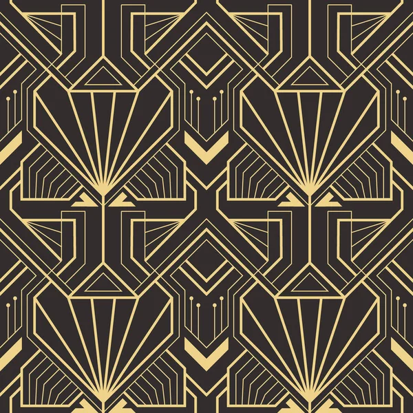 Vector Modern Geometric Tiles Pattern Golden Lined Shape Abstract Art — Stock Vector