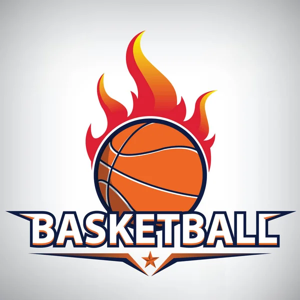 Feuer Auf Basketball Meisterschaftslogo Modernes Sportabzeichen Vektorillustration — Stockvektor