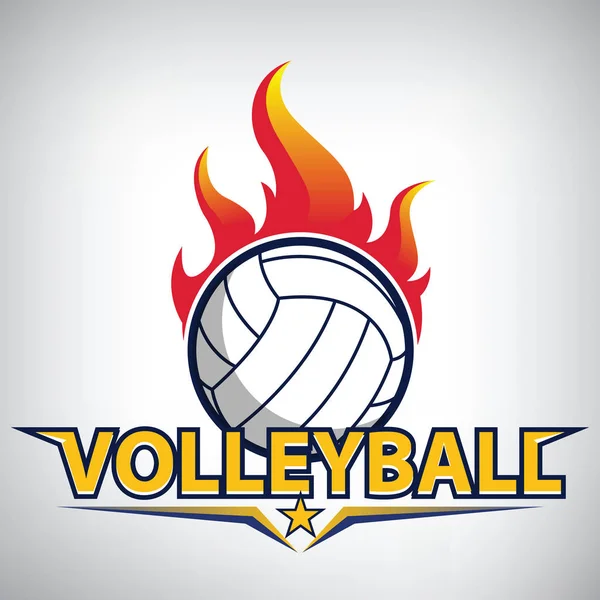 Fuoco Sul Logo Del Campionato Pallavolo Emblema Sportivo Moderno Illustrazione — Vettoriale Stock