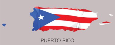 Harita Puerto ricowith bayrak doku izole üzerinde gri arka plan olarak. Vektör çizim