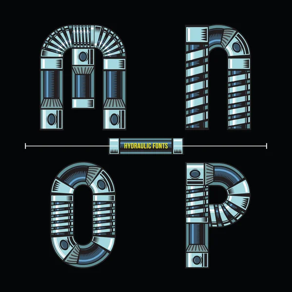 Vector Grafische Alfabet Een Set Met Hydraulische Komische Tekenstijl — Stockvector