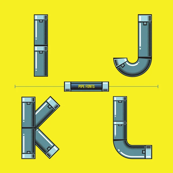 Vector Graphic Alfabetet Uppsättning Med Metallrör Komiska Stil — Stock vektor