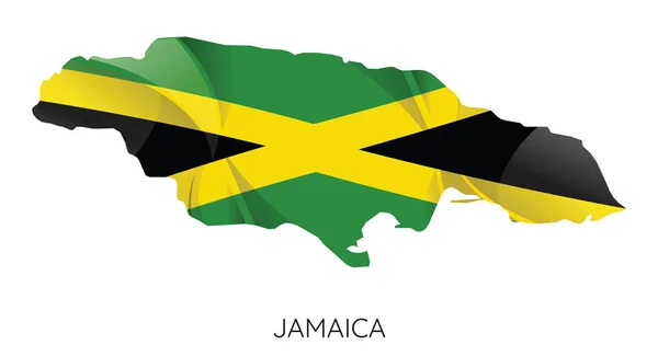 Gri Arka Plan Üzerinde Izole Doku Olarak Bayrakla Jamaika Haritası — Stok Vektör