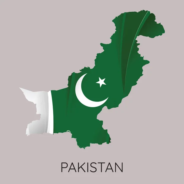 Gri Arka Plan Üzerinde Izole Doku Olarak Bayrakla Pakistan Haritası — Stok Vektör