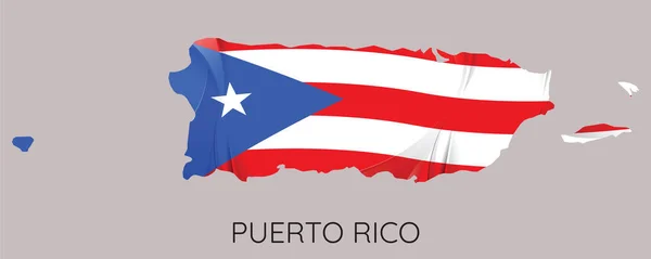 Mapa Puerto Ricowith Příznak Jako Texturu Izolované Šedé Pozadí Vektorové — Stockový vektor