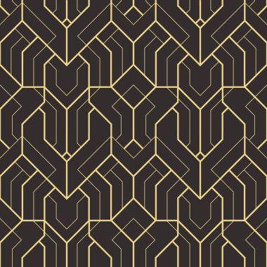 Vektör modern geometrik fayans deseni. Altın çizgili şekil. Soyut sanat deco kusursuz lüks arka plan.