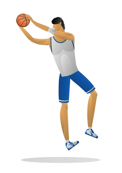 Joueur Basket Uniforme Blanc Avec Balle Illustration Vectorielle Sur Fond — Image vectorielle