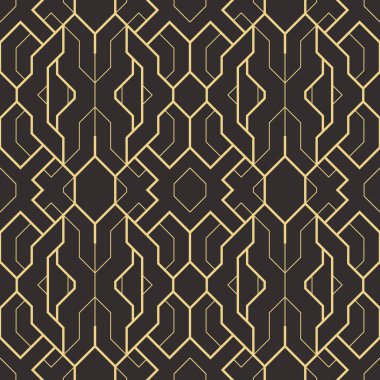 Vektör modern geometrik fayans deseni. Altın çizgili şekil. Soyut sanat deco kusursuz lüks arka plan.