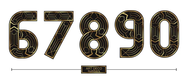 Vector Graphic Numbers Set Art Deco Golden Color Style — Stock Vector