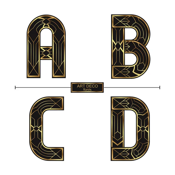 Alfabeto Gráfico Vectorial Conjunto Con Estilo Color Dorado Art Deco — Vector de stock