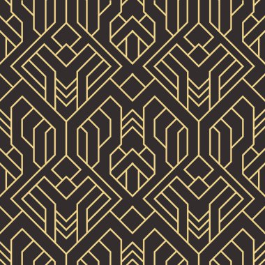 Vektör modern geometrik fayans deseni. Altın çizgili şekil. Soyut sanat deco kusursuz lüks arka plan.