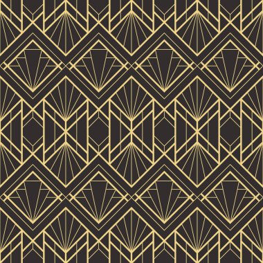Vektör modern geometrik fayans deseni. Altın çizgili şekil. Soyut sanat deco kusursuz lüks arka plan.