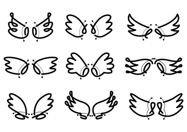 Wings Collection Vector Illustration Set Angel Bird Wing Icon Isolated — Stock Vector
