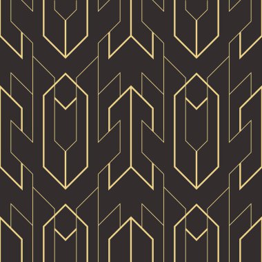 Vektör modern geometrik fayans deseni. Altın çizgili şekil. Soyut sanat deco kusursuz lüks arka plan.